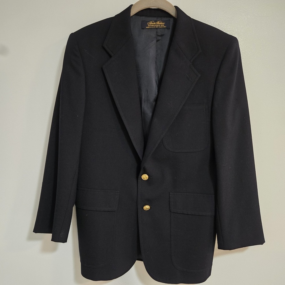 Brooks Brothers Youth Boys Size 16 Black with Gold Buttons Wool Blazer